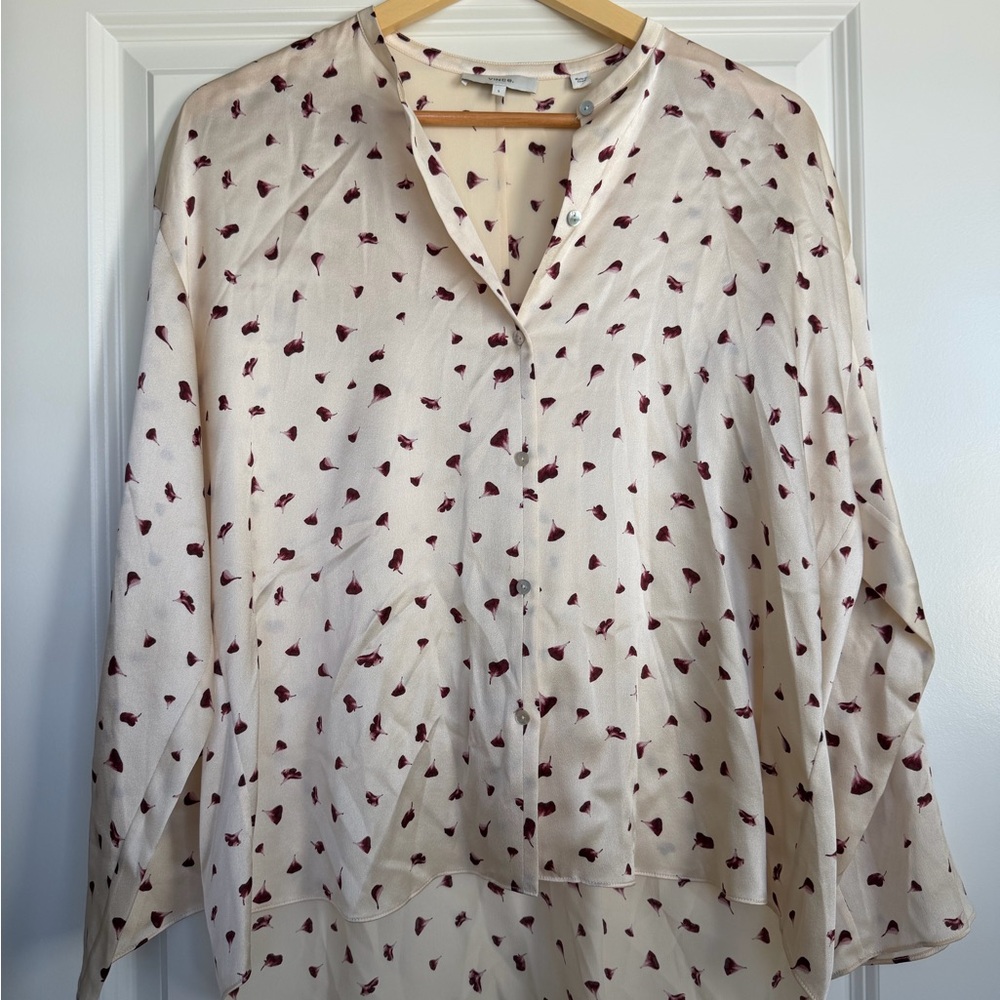 Vince Cream Blouse with Red Accents
